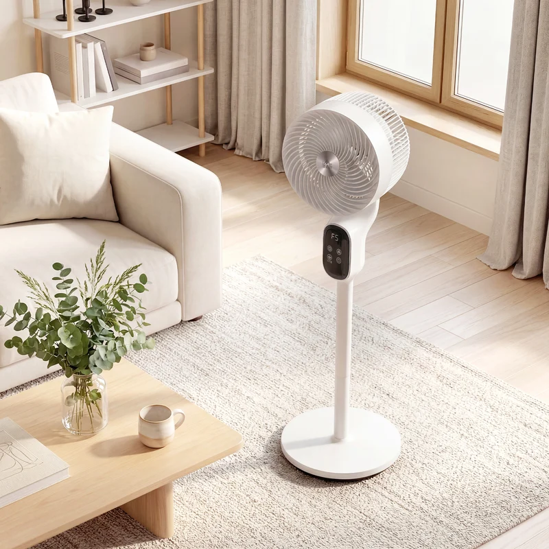 39" Silent Pedestal Fan with Remote, 8 Speeds, 90° Oscillating, Timer, White