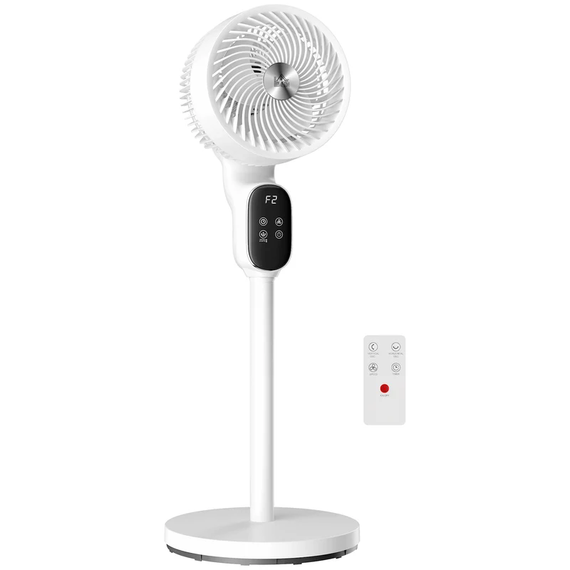 39" Silent Pedestal Fan with Remote, 8 Speeds, 90° Oscillating, Timer, White