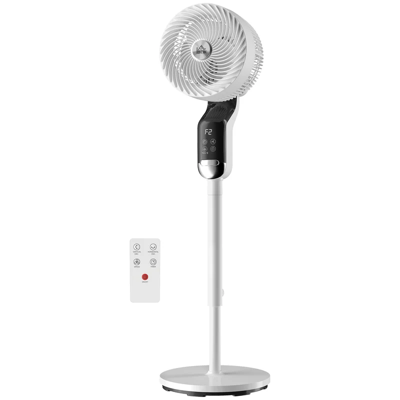 41" Silent Pedestal Fan with Remote, 8 Speeds, 85° Oscillation, 12H Timer, White