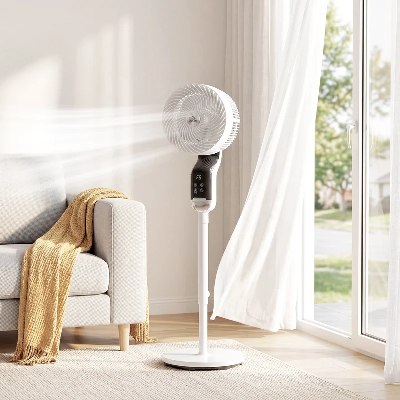 41" Silent Pedestal Fan with Remote, 8 Speeds, 85° Oscillation, 12H Timer, White