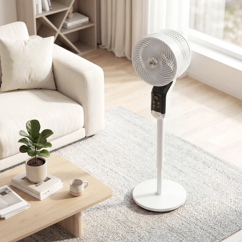 41" Silent Pedestal Fan with Remote, 8 Speeds, 85° Oscillation, 12H Timer, White