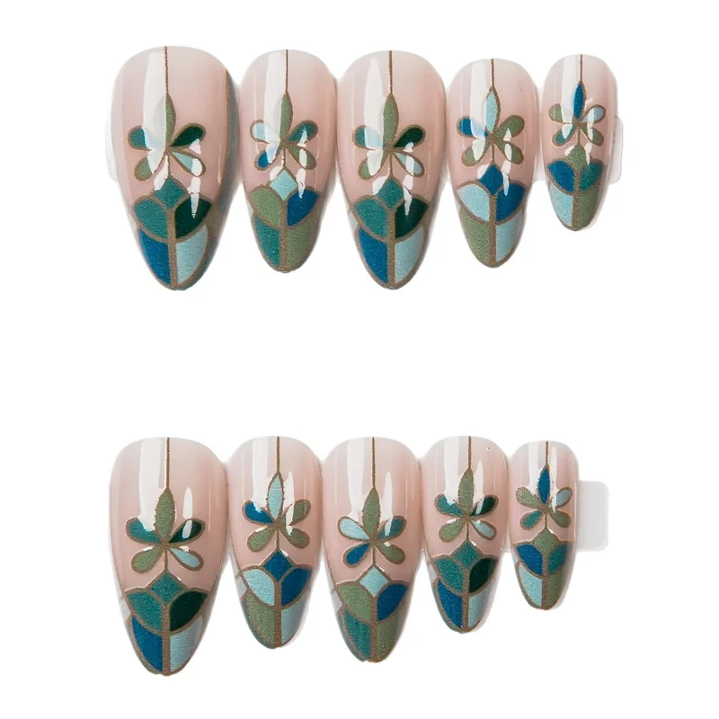 Künstlerisches florales Design Press-On Nagelset 1791255046