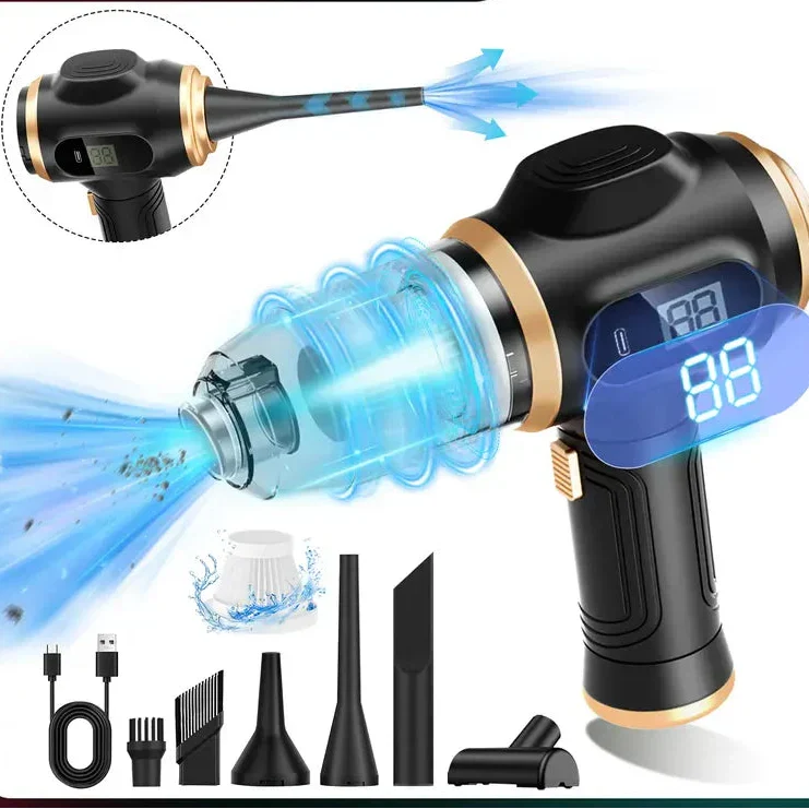 💦19.000 PA starke Saugkraft, intelligentes Display, tragbarer 6-in-1-Staubsauger