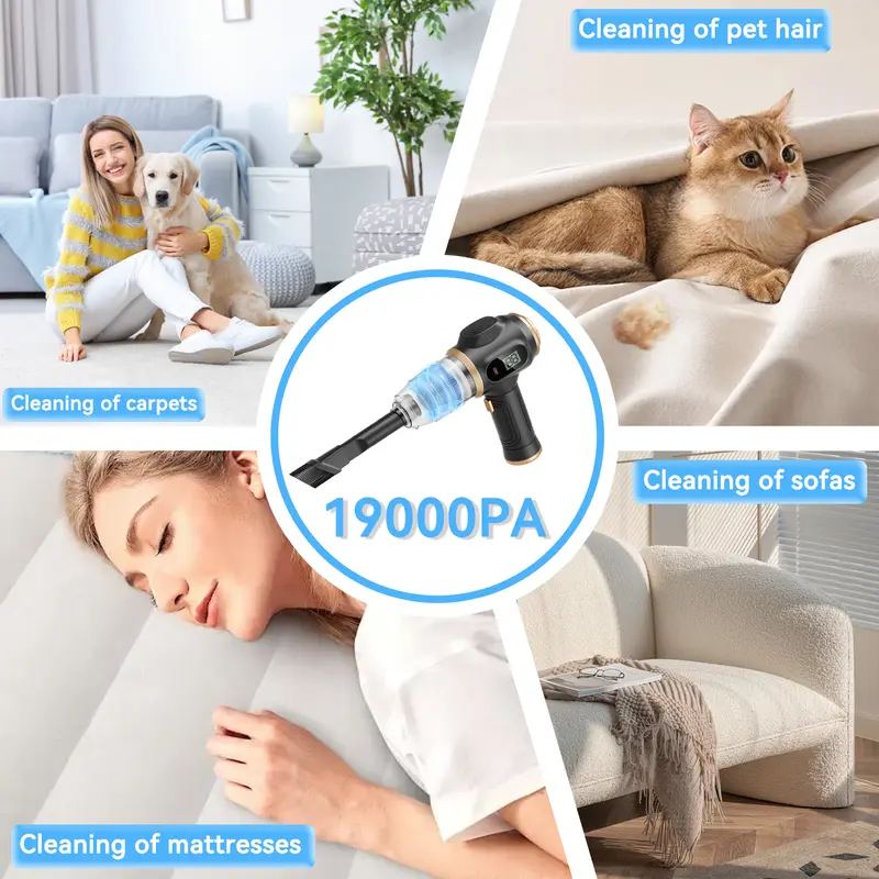 💦19.000 PA starke Saugkraft, intelligentes Display, tragbarer 6-in-1-Staubsauger