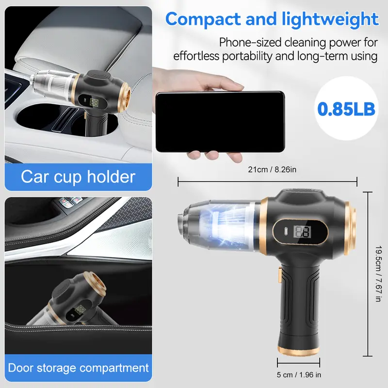 💦19.000 PA starke Saugkraft, intelligentes Display, tragbarer 6-in-1-Staubsauger