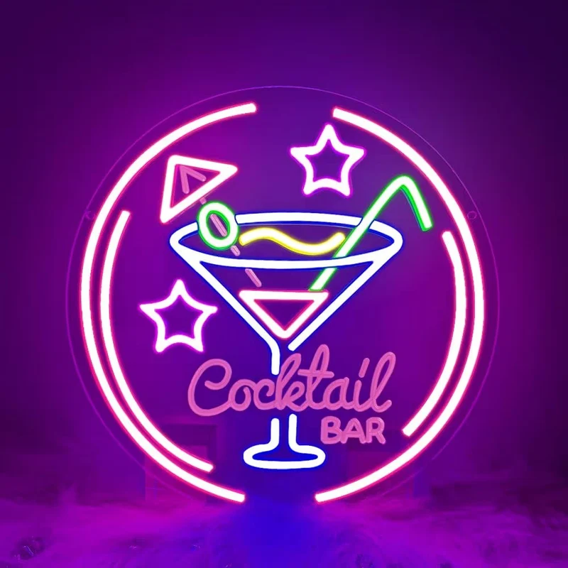 LED Neon Schild Cocktail Bar Neonlicht USB Club Drink