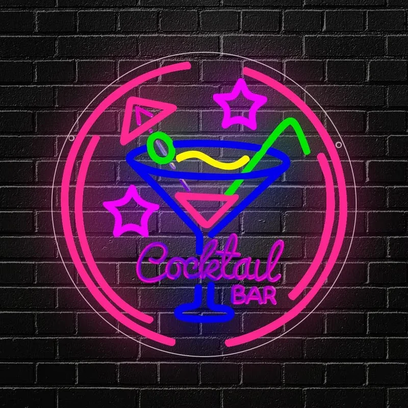 LED Neon Schild Cocktail Bar Neonlicht USB Club Drink