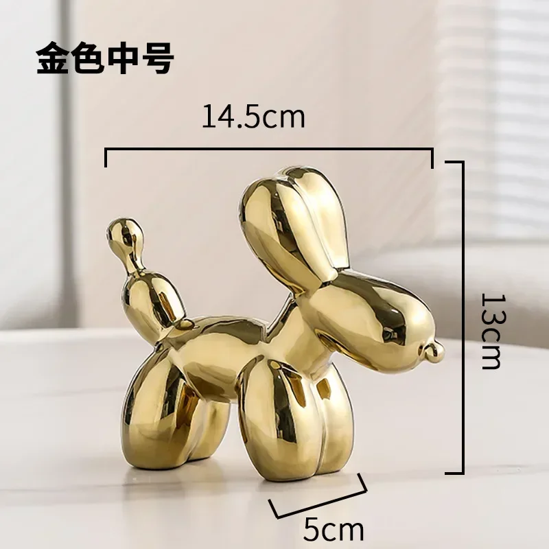 Skanto | Nordische Keramik-Ballonhund-Skulptur Goldene Tierdekorationen Statue Wohnzimmer-Ornament Kreatives Schreibtisch-Ornament Heimdekor