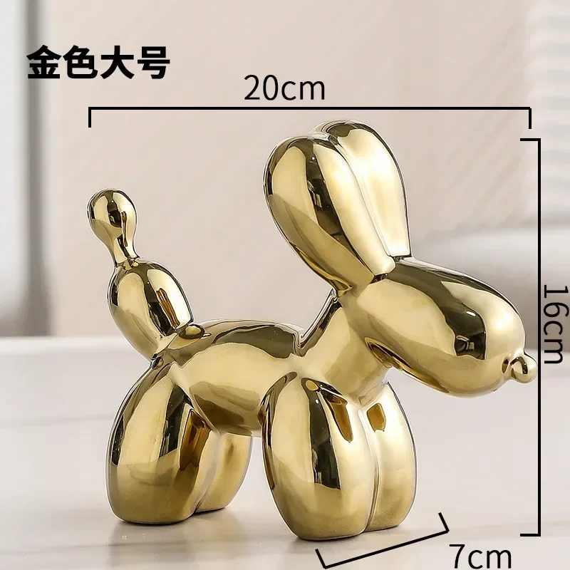 Skanto | Nordische Keramik-Ballonhund-Skulptur Goldene Tierdekorationen Statue Wohnzimmer-Ornament Kreatives Schreibtisch-Ornament Heimdekor