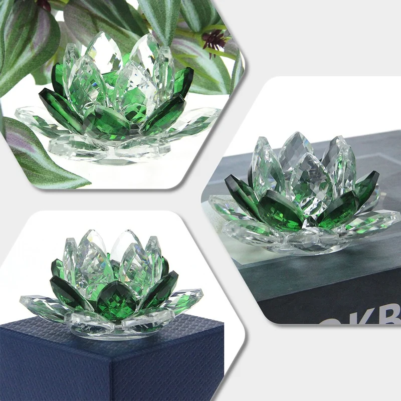 Skanto | Kristall-Lotusblumen-Handwerk Glas-Briefbeschwerer Heimdekoration Ornamente Figuren Heim-Hochzeits-Party-Dekor Geschenke Souvenir