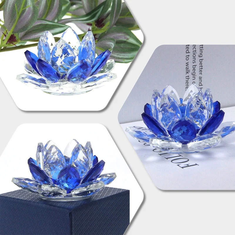 Skanto | Kristall-Lotusblumen-Handwerk Glas-Briefbeschwerer Heimdekoration Ornamente Figuren Heim-Hochzeits-Party-Dekor Geschenke Souvenir