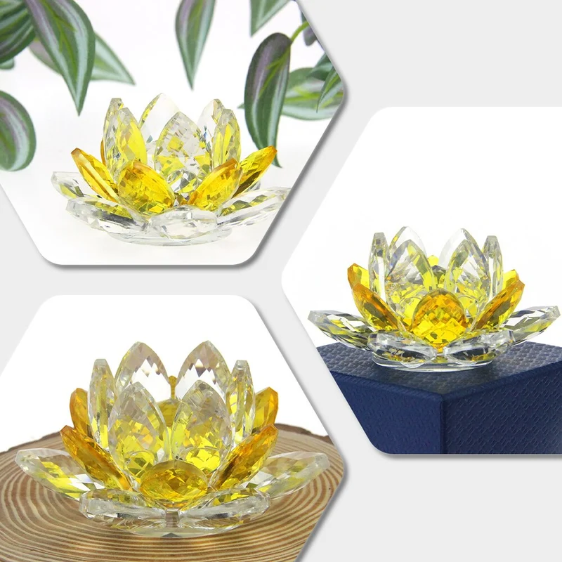 Skanto | Kristall-Lotusblumen-Handwerk Glas-Briefbeschwerer Heimdekoration Ornamente Figuren Heim-Hochzeits-Party-Dekor Geschenke Souvenir