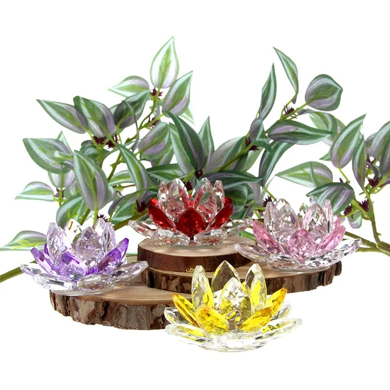 Skanto | Kristall-Lotusblumen-Handwerk Glas-Briefbeschwerer Heimdekoration Ornamente Figuren Heim-Hochzeits-Party-Dekor Geschenke Souvenir