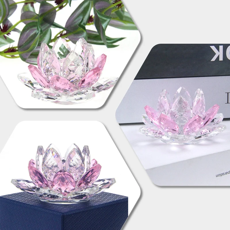 Skanto | Kristall-Lotusblumen-Handwerk Glas-Briefbeschwerer Heimdekoration Ornamente Figuren Heim-Hochzeits-Party-Dekor Geschenke Souvenir