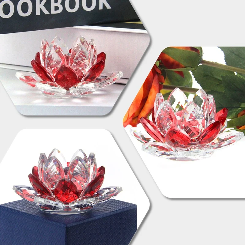 Skanto | Kristall-Lotusblumen-Handwerk Glas-Briefbeschwerer Heimdekoration Ornamente Figuren Heim-Hochzeits-Party-Dekor Geschenke Souvenir