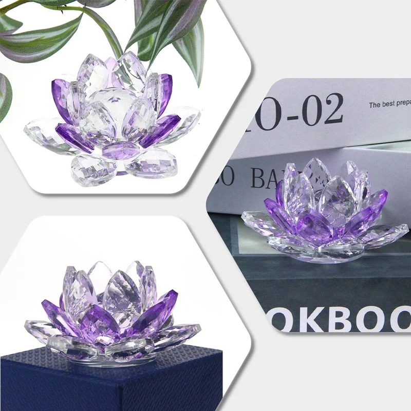 Skanto | Kristall-Lotusblumen-Handwerk Glas-Briefbeschwerer Heimdekoration Ornamente Figuren Heim-Hochzeits-Party-Dekor Geschenke Souvenir