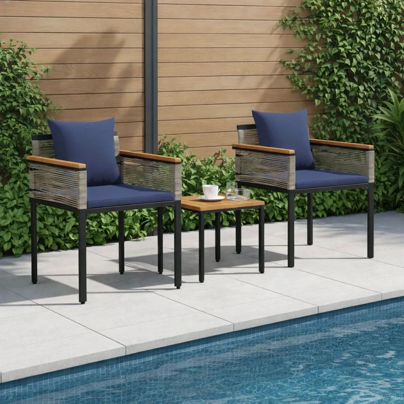 3tlg Gartenmöbel Set Poly Rattan Balkonmöbel Lounge Möbel