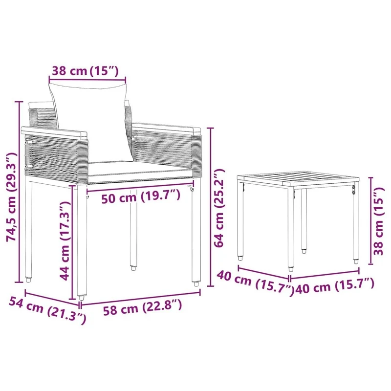 3tlg Gartenmöbel Set Poly Rattan Balkonmöbel Lounge Möbel