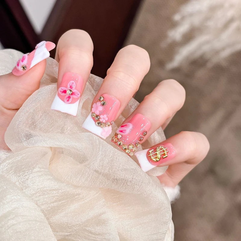 Künstlerisches Blumen Acryl Druck-Nagel Set