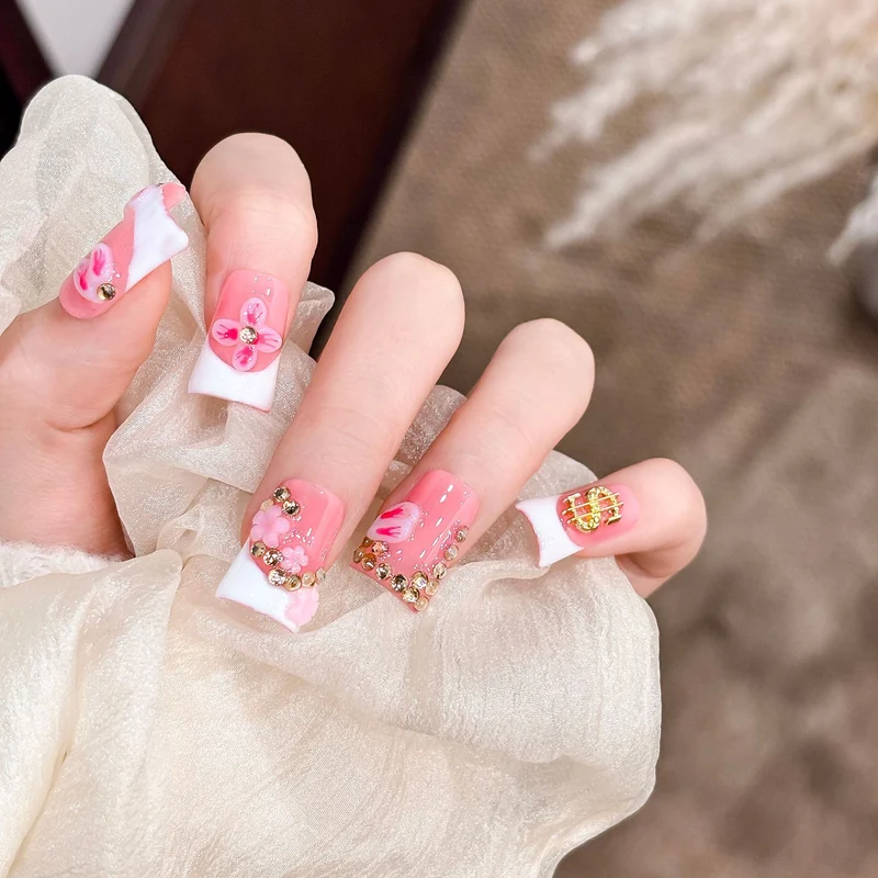 Künstlerisches Blumen Acryl Druck-Nagel Set