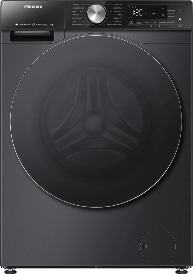 Hisense 5S Serie 12kg 1400 U/Min Waschmaschine, freistehend – Schwarz | WF5S1245BB