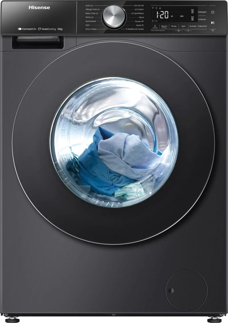 Hisense 5S Serie 12kg 1400 U/Min Waschmaschine, freistehend – Schwarz | WF5S1245BB