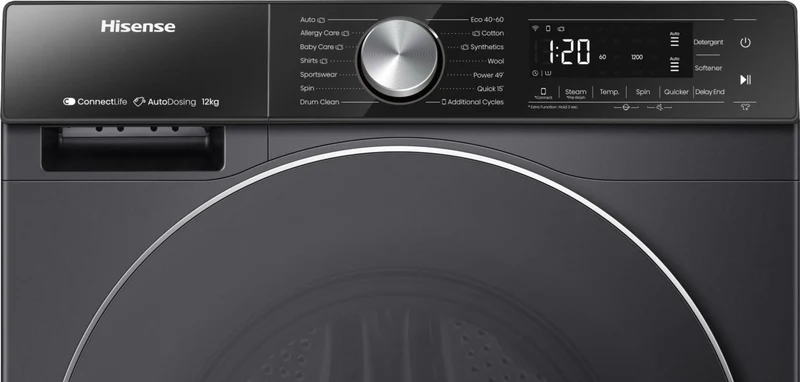 Hisense 5S Serie 12kg 1400 U/Min Waschmaschine, freistehend – Schwarz | WF5S1245BB