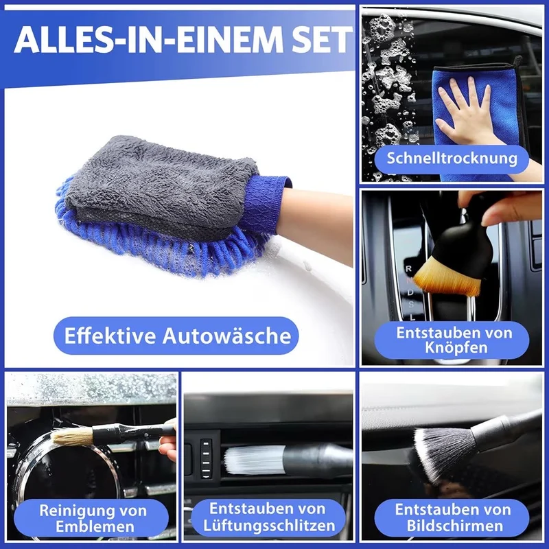 10tlg Autopflege Set Pflege Waschset Auto Reinigung Mikrofaser