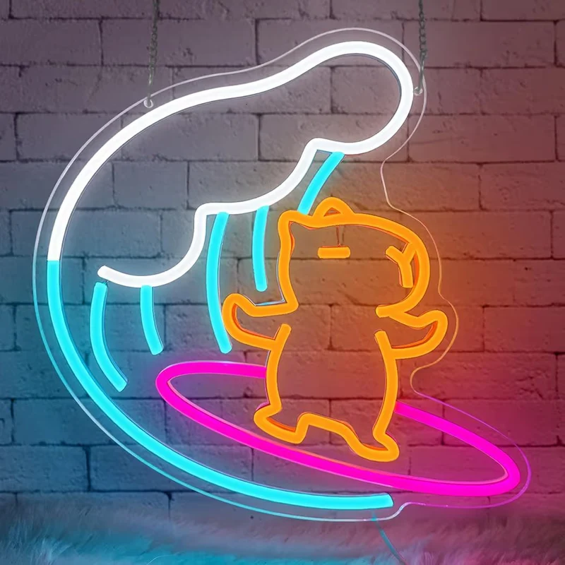 LED Neon Schild Capybara Tier Neonlicht USB Zimmer