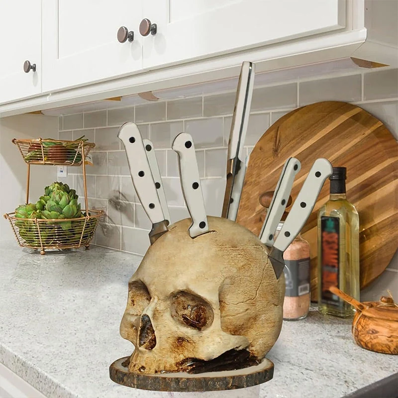 💀Kreativer Totenkopf-Messerhalter aus Harz🔥🔥