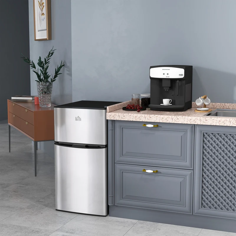 3.2 Cu. Ft. Compact Refrigerator w/ Adjustable Shelves & Reversible Double Doors, Silver