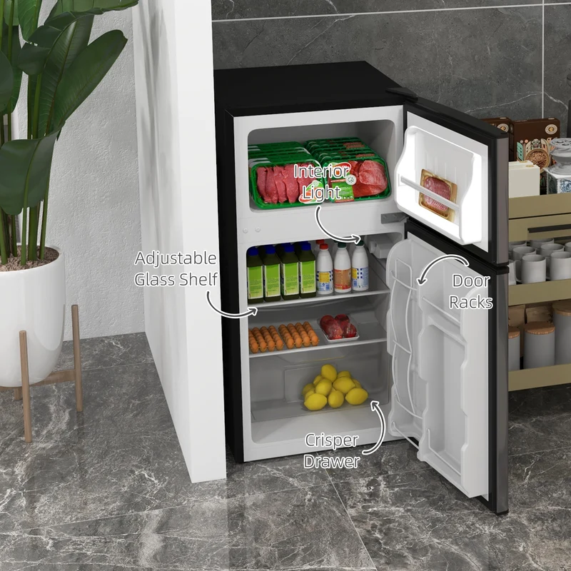 3.2 Cu. Ft. Compact Refrigerator w/ Adjustable Shelves & Reversible Double Doors, Silver