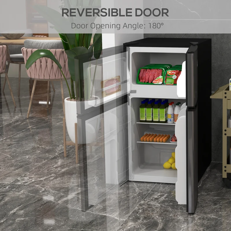 3.2 Cu. Ft. Compact Refrigerator w/ Adjustable Shelves & Reversible Double Doors, Silver