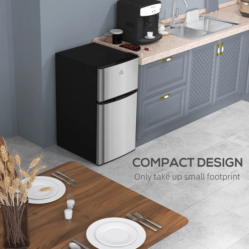 3.2 Cu. Ft. Compact Refrigerator w/ Adjustable Shelves & Reversible Double Doors, Silver