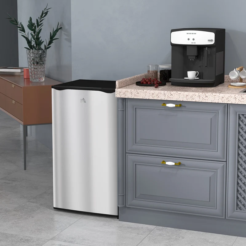 3.2 Cu. Ft. Mini Upright Fridge with Freezer, Adjustable Shelves & Mechanical Thermostat, Silver