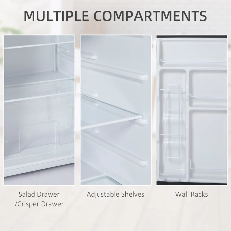 3.2 Cu. Ft. Mini Upright Fridge with Freezer, Adjustable Shelves & Mechanical Thermostat, Silver