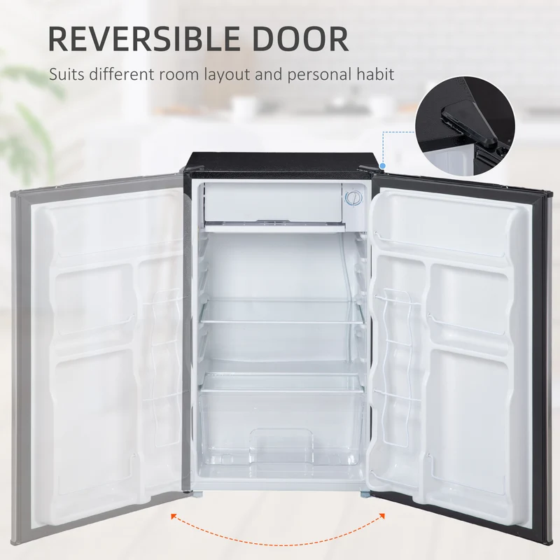 3.2 Cu. Ft. Mini Upright Fridge with Freezer, Adjustable Shelves & Mechanical Thermostat, Silver