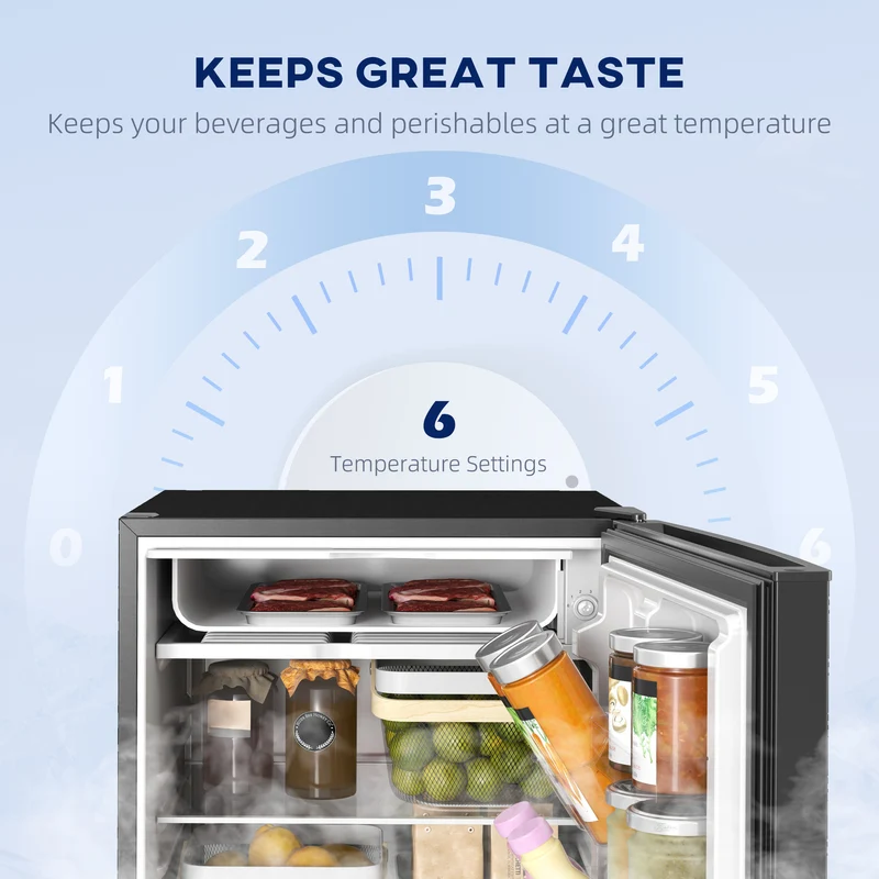 4.5 Cu.Ft Mini Fridge with Freezer, Wheels, Adjustable Thermostat & Reversible Door, Black