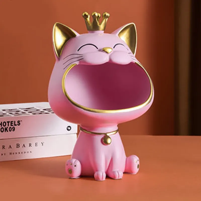 Skanto | Glückskrone Großmaul Katze Eingang Schlüsselhalter Dekorative Ornament, Leichte Luxus Heim Geschenk Skulptur