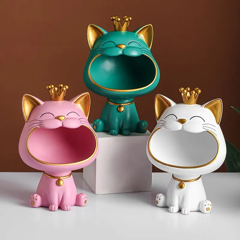 Skanto | Glückskrone Großmaul Katze Eingang Schlüsselhalter Dekorative Ornament, Leichte Luxus Heim Geschenk Skulptur