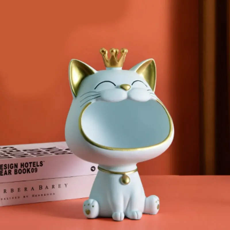 Skanto | Glückskrone Großmaul Katze Eingang Schlüsselhalter Dekorative Ornament, Leichte Luxus Heim Geschenk Skulptur