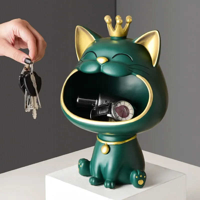 Skanto | Glückskrone Großmaul Katze Eingang Schlüsselhalter Dekorative Ornament, Leichte Luxus Heim Geschenk Skulptur