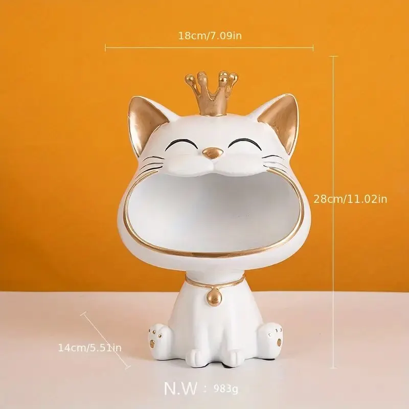 Skanto | Glückskrone Großmaul Katze Eingang Schlüsselhalter Dekorative Ornament, Leichte Luxus Heim Geschenk Skulptur