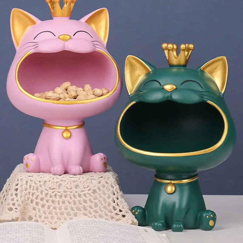 Skanto | Glückskrone Großmaul Katze Eingang Schlüsselhalter Dekorative Ornament, Leichte Luxus Heim Geschenk Skulptur