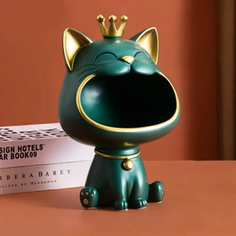 Skanto | Glückskrone Großmaul Katze Eingang Schlüsselhalter Dekorative Ornament, Leichte Luxus Heim Geschenk Skulptur