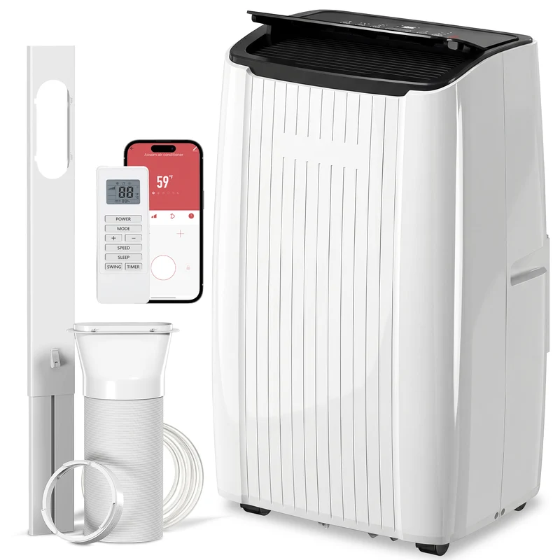 14000 BTU Portable AC with Heat & Dehumidify for Rooms up to 700 sq ft, White