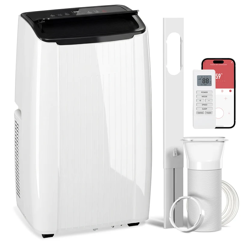 14000 BTU Portable AC with Heat & Dehumidify for Rooms up to 700 sq ft, White