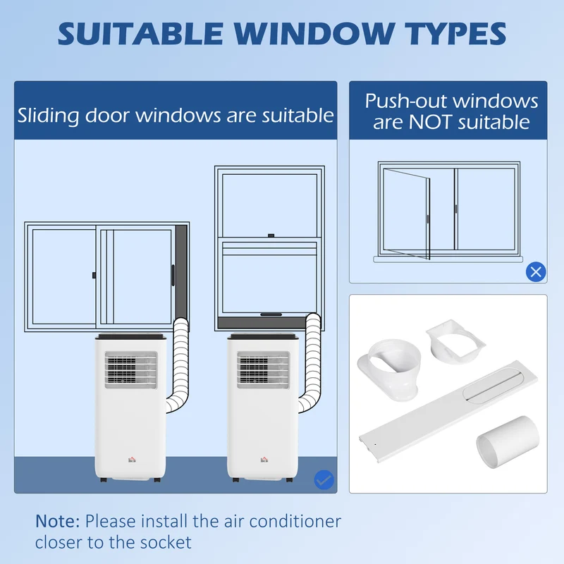 8000 BTU Portable AC for 345 Sq Ft, 3-in-1 with Remote & Window Kit, White