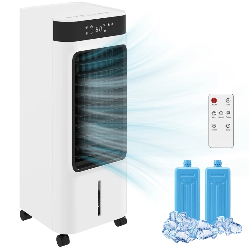 3-in-1 Evaporative Air Cooler with 7 L Tank, 48° Oscillation, Remote, White