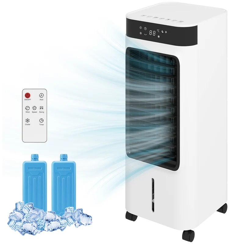 3-in-1 Evaporative Air Cooler with 7 L Tank, 48° Oscillation, Remote, White